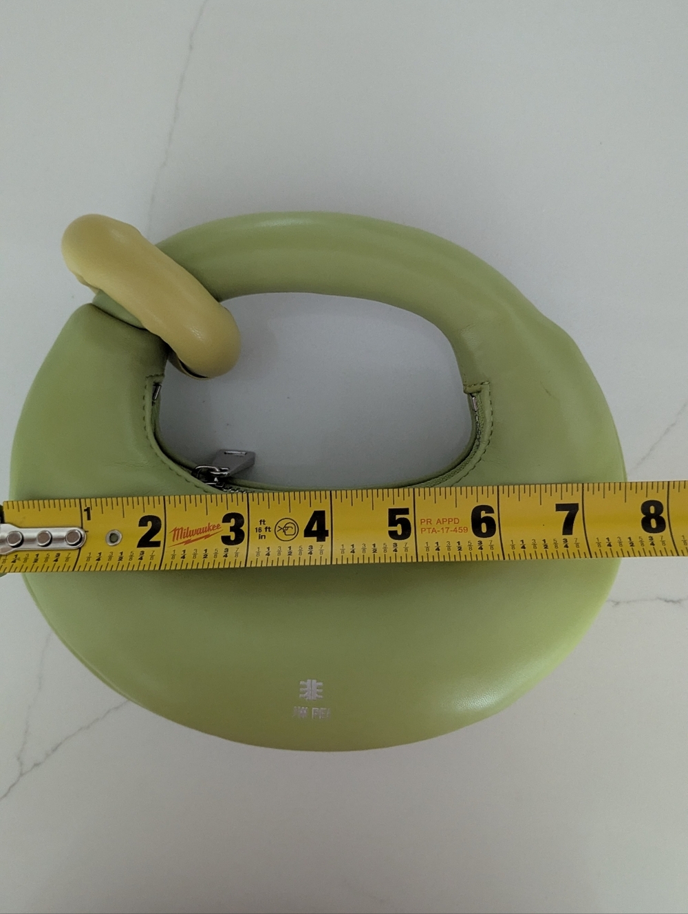 JW PEI Abacus Top Handle Bag Ring Accent Grass Green Sculptural vegan Purse - Picture 9 of 11